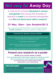 Not very far Away Day 21 May, 10am – 1pm, Ramphal R0.12