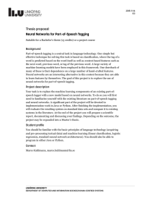   Neural Networks for Part-of-Speech Tagging Background