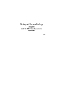 Biology &amp; Human Biology (Higher)  Analysis of Previous Examination