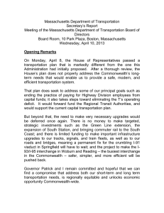 Massachusetts Department of Transportation Secretary’s Report