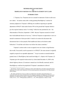 MEMORANDUM OF DECISION ON TROPEANO’S MOTION TO AMEND STATEMENT OF CLAIM
