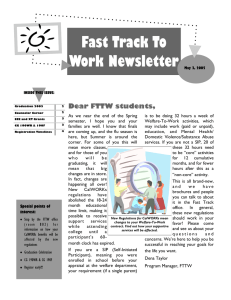Fast Track To Work Newsletter Dear FTTW students,