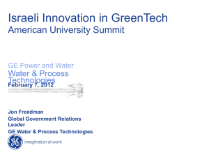 Israeli Innovation in GreenTech American University Summit  Water &amp; Process