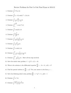 Review Problems for Part I of the Final Exam in...