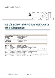 SLMS Senior Information Risk Owner Role Description