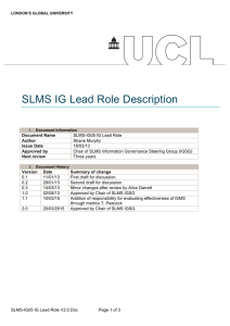 SLMS IG Lead Role Description