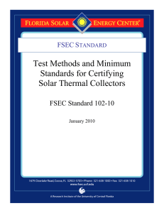 Test Methods and Minimum Standards for Certifying Solar Thermal Collectors FSEC Standard 102-10