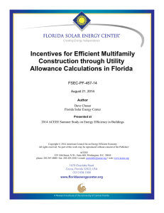 Incentives for Efficient Multifamily Construction through Utility Allowance Calculations in Florida