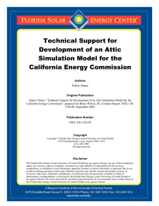 Technical Support for Development of an Attic Simulation Model for the