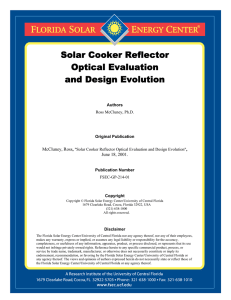 Solar Cooker Reflector Optical Evaluation and Design Evolution
