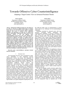 Towards Offensive Cyber Counterintelligence Johan Sigholm Martin Bang