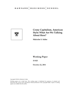 Crony Capitalism, American Style: What Are We Talking About Here? Working Paper