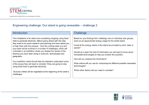 Engineering challenge: Our island is going renewable – challenge 2  Introduction Challenge