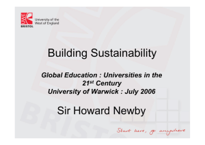 Building Sustainability Sir Howard Newby Global Education : Universities in the 21