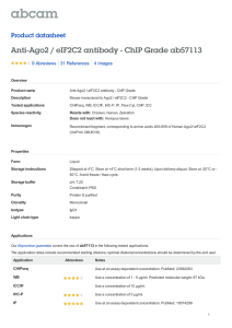 Anti-Ago2 / eIF2C2 antibody - ChIP Grade ab57113 Product datasheet 9 Abreviews