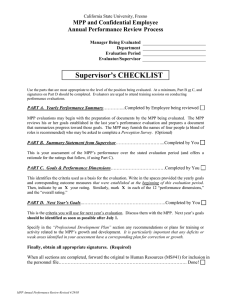 Supervisor’s CHECKLIST MPP and Confidential Employee Annual Performance Review Process