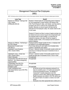 Management Personnel Plan Employees (M80)  TECHNICAL LETTER