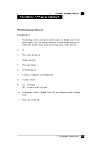 STUDENT ANSWER SHEETS Weathering and Erosion