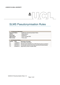 SLMS Pseudonymisation Rules