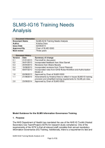 SLMS-IG16 Training Needs Analysis