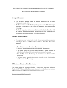 FACULTY OF INFORMATION AND COMMUNICATIONS TECHNOLOGY  Masters Level Dissertation Guidelines