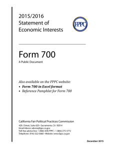 Form 700 2015/2016 Statement of Economic Interests