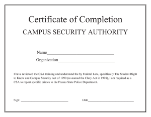 Certificate of Completion CAMPUS SECURITY AUTHORITY  Name________________________________