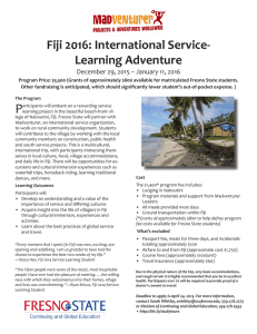 Fiji 2016: International Service- Learning Adventure