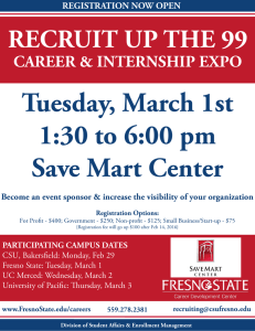 Tuesday, March 1st 1:30 to 6:00 pm Save Mart Center