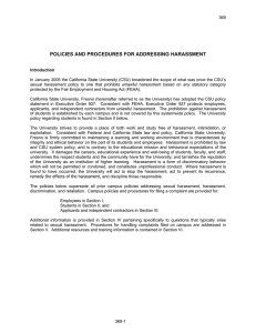 POLICIES AND PROCEDURES FOR ADDRESSING HARASSMENT