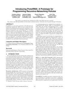 Introducing ProtoRINA: A Prototype for Programming Recursive-Networking Policies Yuefeng Wang Ibrahim Matta
