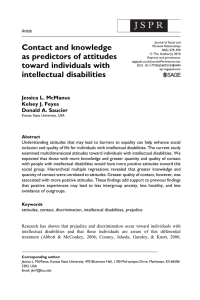 J S P R Contact and knowledge as predictors of attitudes Article