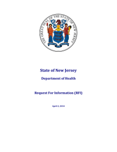 State of New Jersey Department of Health  Request For Information (RFI)