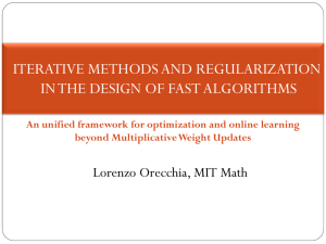 ITERATIVE METHODS AND REGULARIZATION IN THE DESIGN OF FAST ALGORITHMS