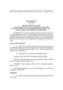 (CAP. 327) Bye-Laws of 2015 in terms of the