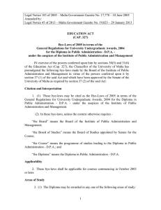 Legal Notice 183 of 2005 – Malta Government Gazette No.... Amended by:
