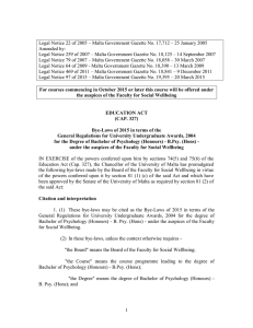 Legal Notice 22 of 2005 – Malta Government Gazette No.... Amended by: