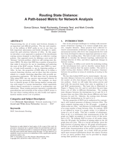 Routing State Distance: A Path-based Metric for Network Analysis ABSTRACT