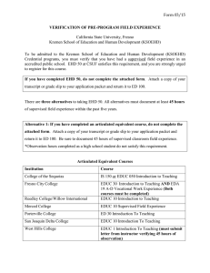 Form 03/15 California State University, Fresno VERIFICATION OF PRE-PROGRAM FIELD EXPERIENCE