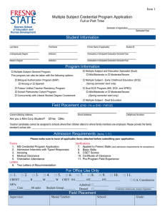 Multiple Subject Credential Program Application Student Information 1 Item