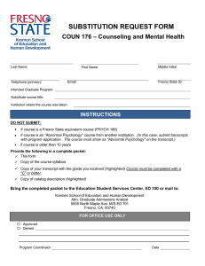 SUBSTITUTION REQUEST FORM COUN 176 – Counseling and Mental Health INSTRUCTIONS
