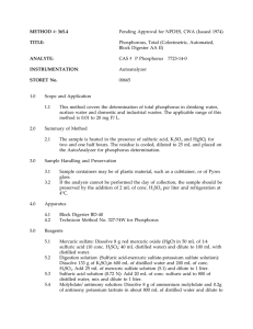 METHOD #: 365.4 TITLE: Pending Approval for NPDES, CWA (Issued 1974)