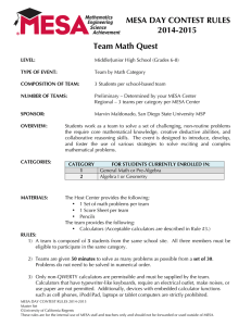 MESA DAY CONTEST RULES 2014-2015 Team Math Quest