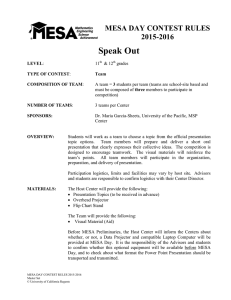 Speak Out MESA DAY CONTEST RULES 2015-2016