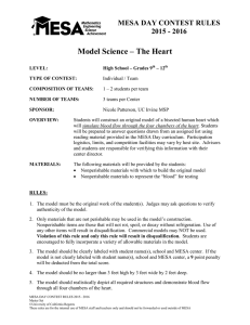 Model Science – The Heart MESA DAY CONTEST RULES 2015 - 2016