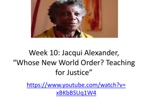 Week 10: Jacqui Alexander, “Whose New World Order? Teaching for Justice”