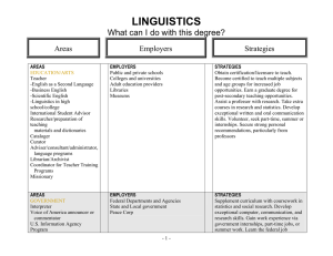 LINGUISTICS  What can I do with this degree? Areas   Employers
