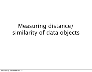 Measuring distance/ similarity of data objects Wednesday, September 11, 13
