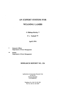 * ** AN  EXPERT SYSTEM FOR WEANING LAMBS