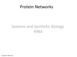 Protein Networks Systems and Synthetic Biology 498A 1